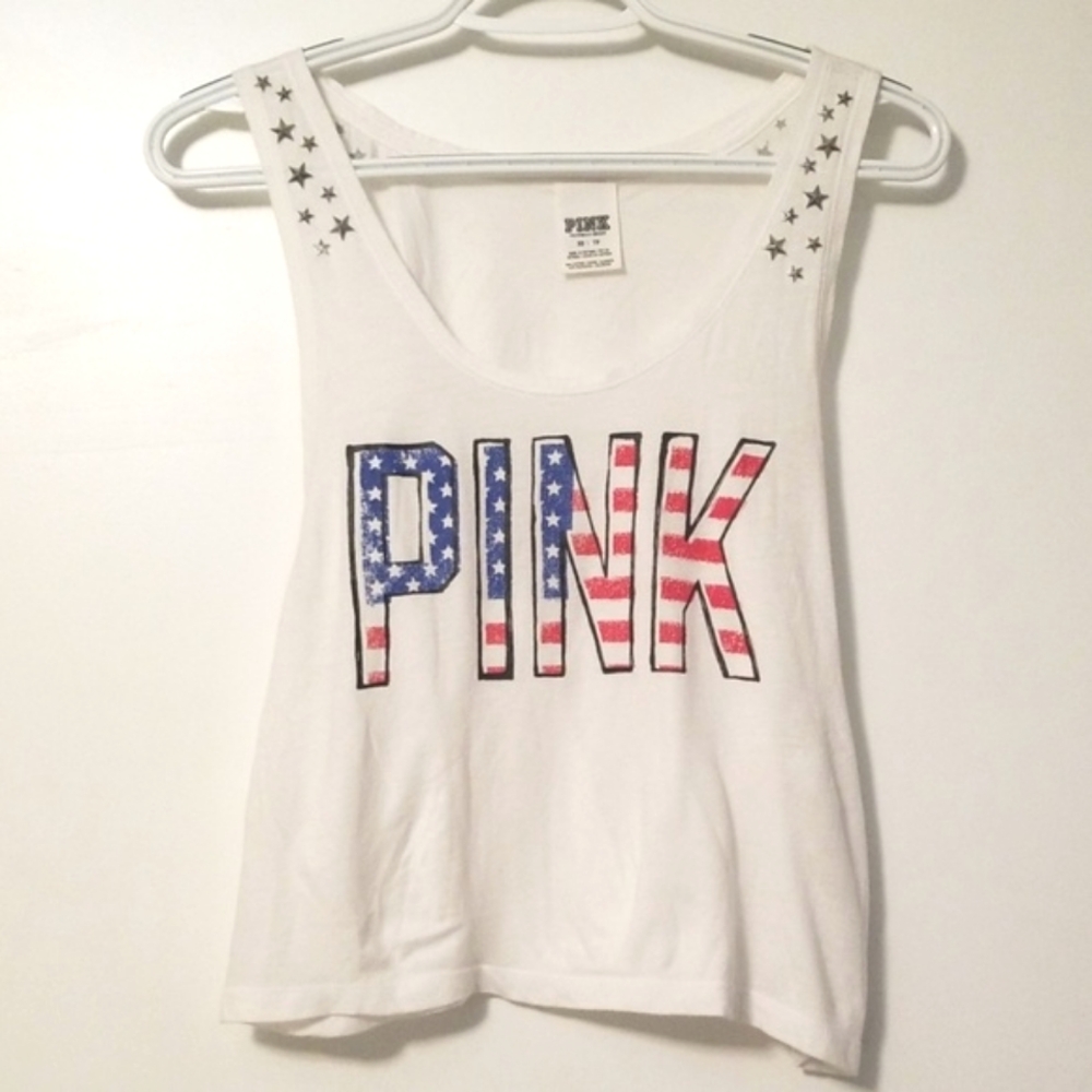Pink Victorias Secret America USA Stud Tank Top